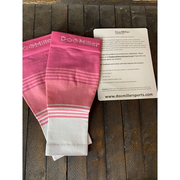 Doc Miller 1 pr Sz S Women Pink White Calf Compression Sleeve 20-30 mmHg - Picture 1 of 5